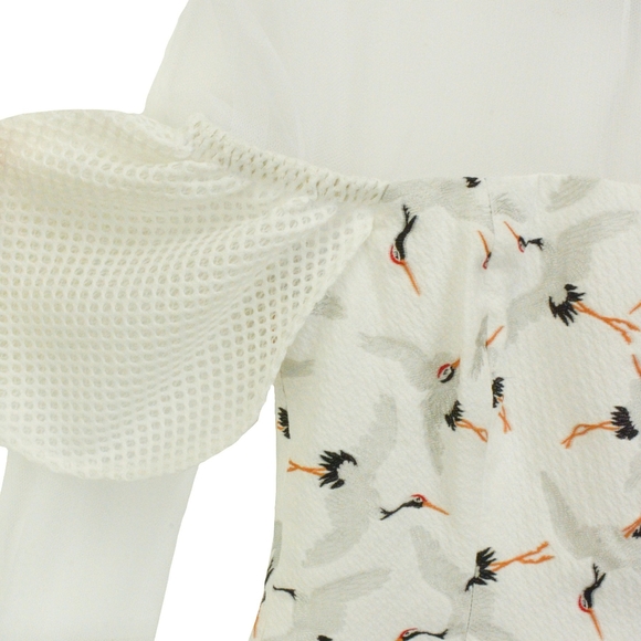 NWT Hanh Merriman bird embroidered layered tulle puffed sleeve blouse - Picture 3 of 3